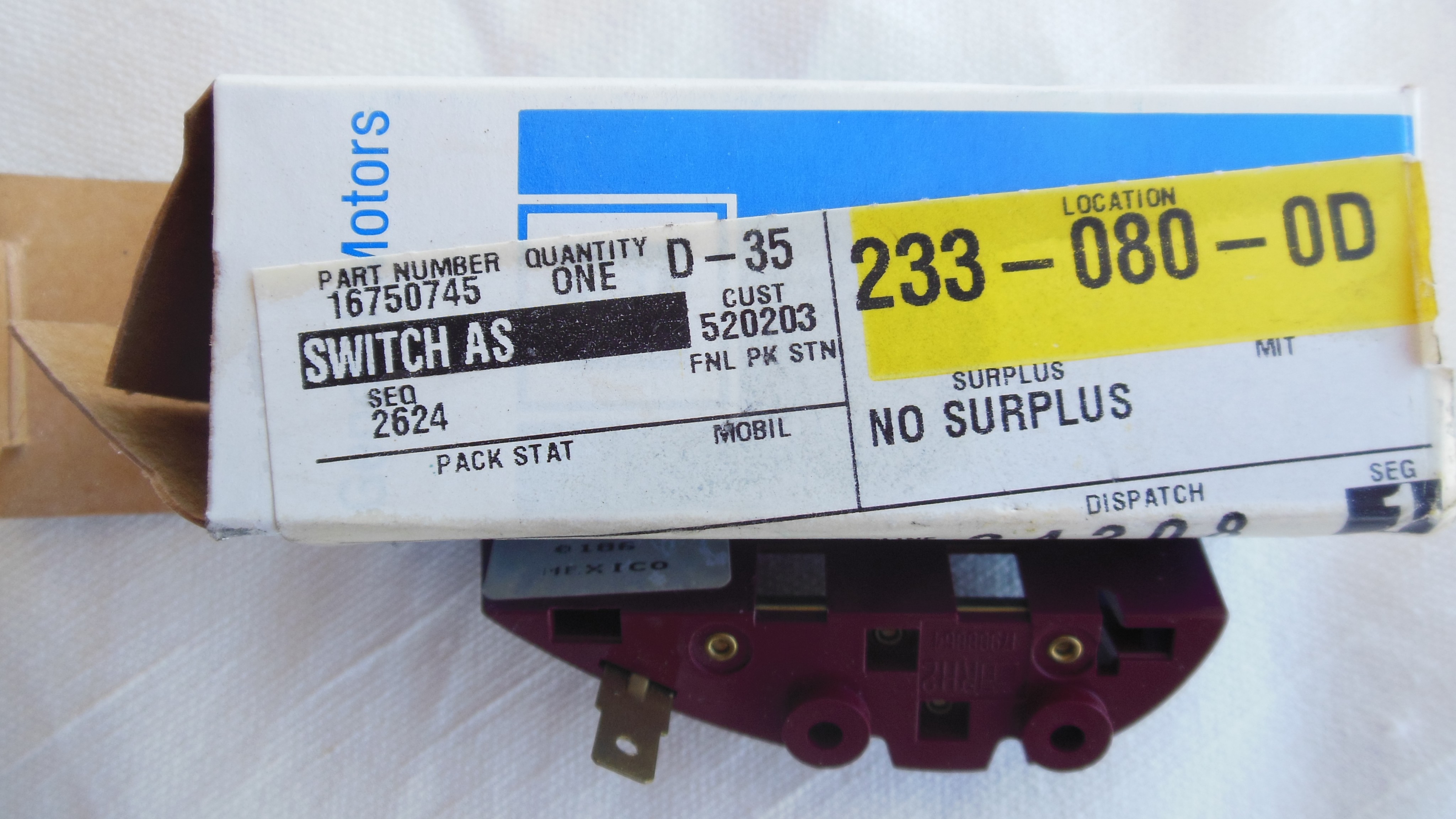 16750745, Switch GM part